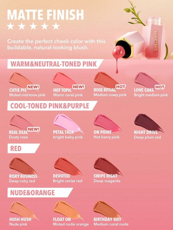 SHEGLAM Color Bloom Liquid Blush-Real Deal Liquid Blush Liquid Waterproof Long Lasting High Pigment - Image 6