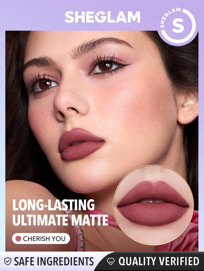 SHEGLAM Dynamatte Boom Long-Lasting Matte Lipstick Cherish You Lipstick Lightweight Color Non-Transfer Creamy