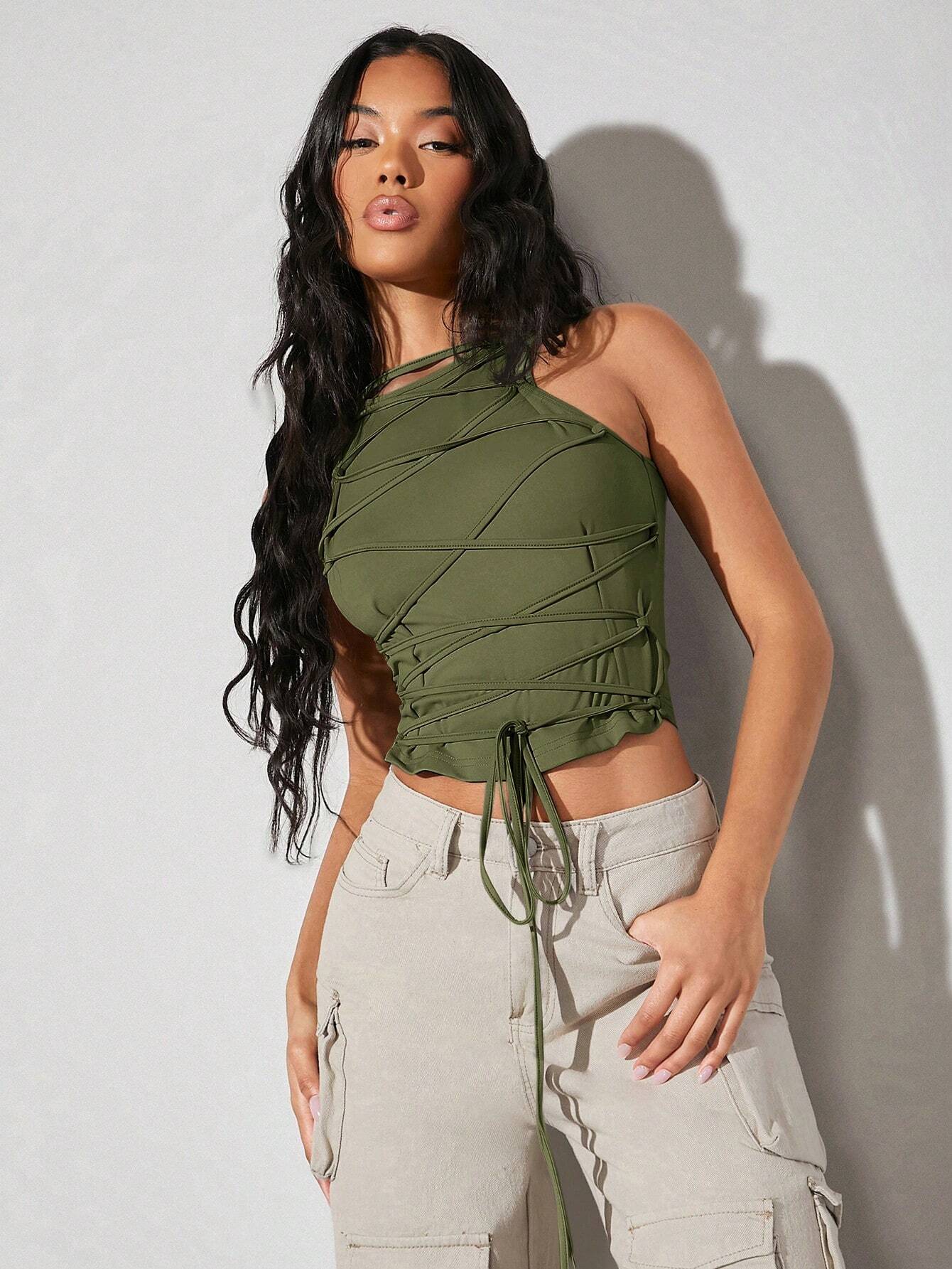 SHEIN BAE Solid Color Tight-Fitting Camisole Top With Straps - Image 4
