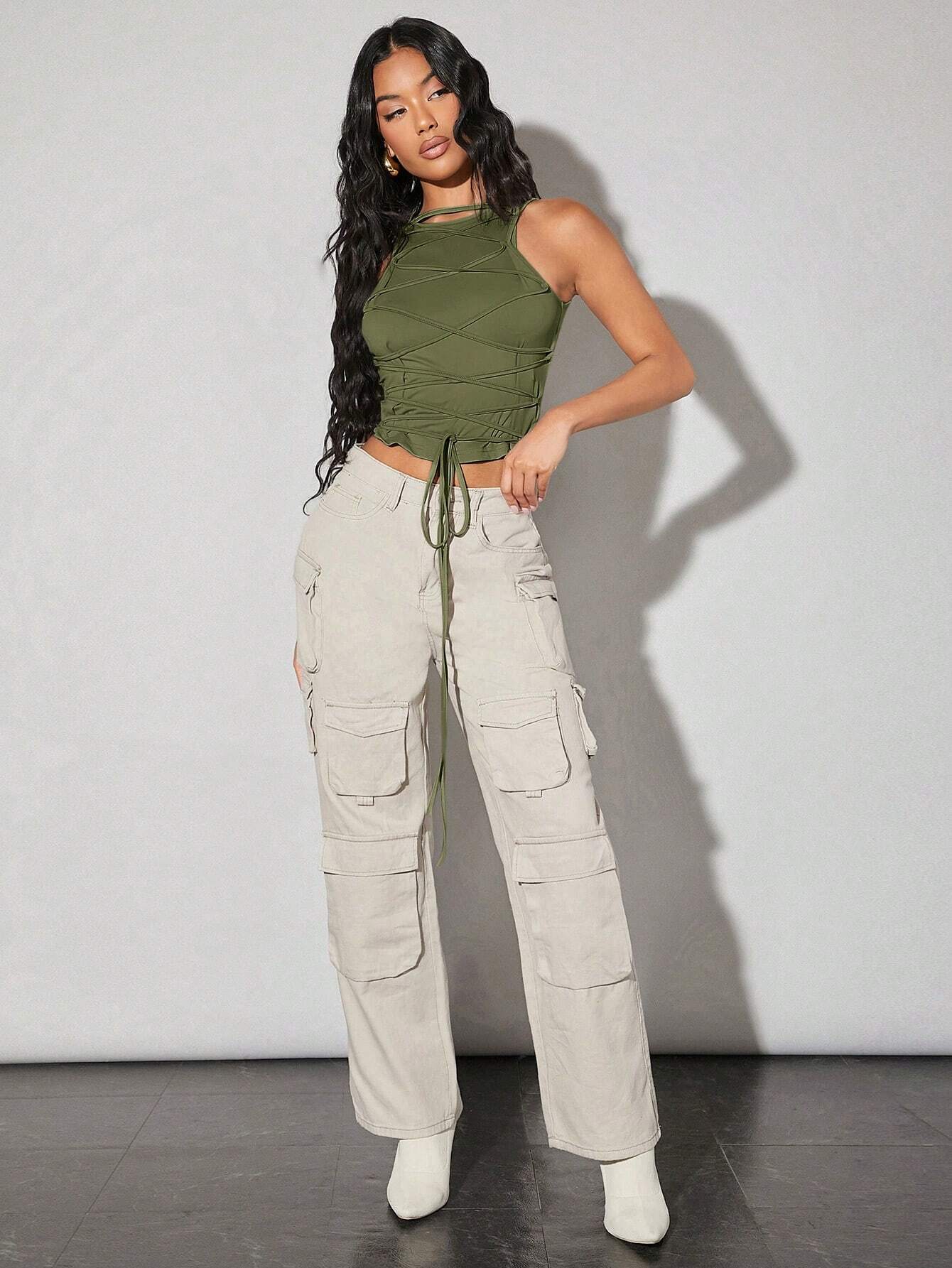 SHEIN BAE Solid Color Tight-Fitting Camisole Top With Straps - Image 5