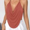 SHEIN Privé Women's Shiny Cowl Collar Halter Top