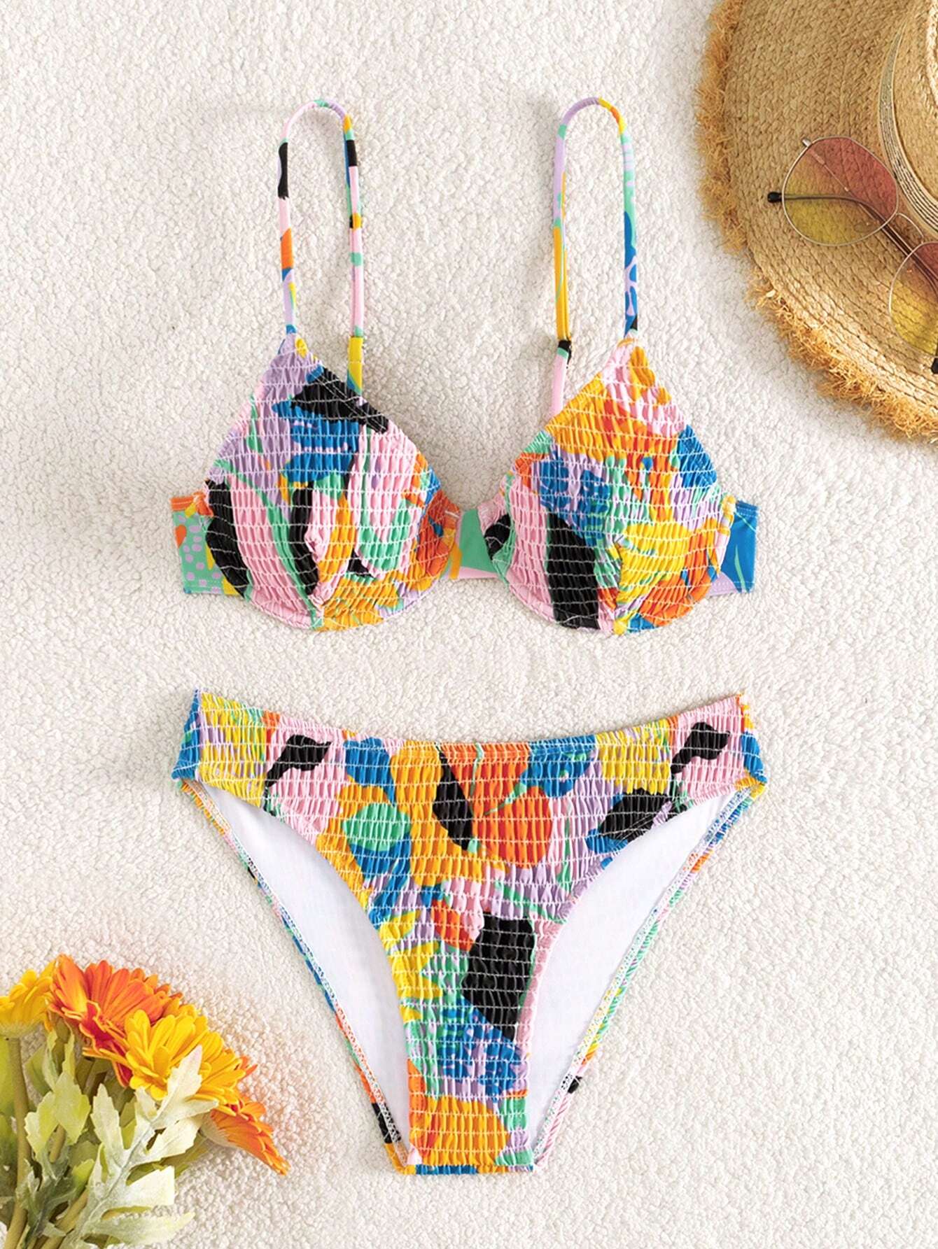 SHEIN VCAY Women Geometric Print Halter Neck Bikini Set Sexy Swimsuit Swimwear, Random Print - Image 3