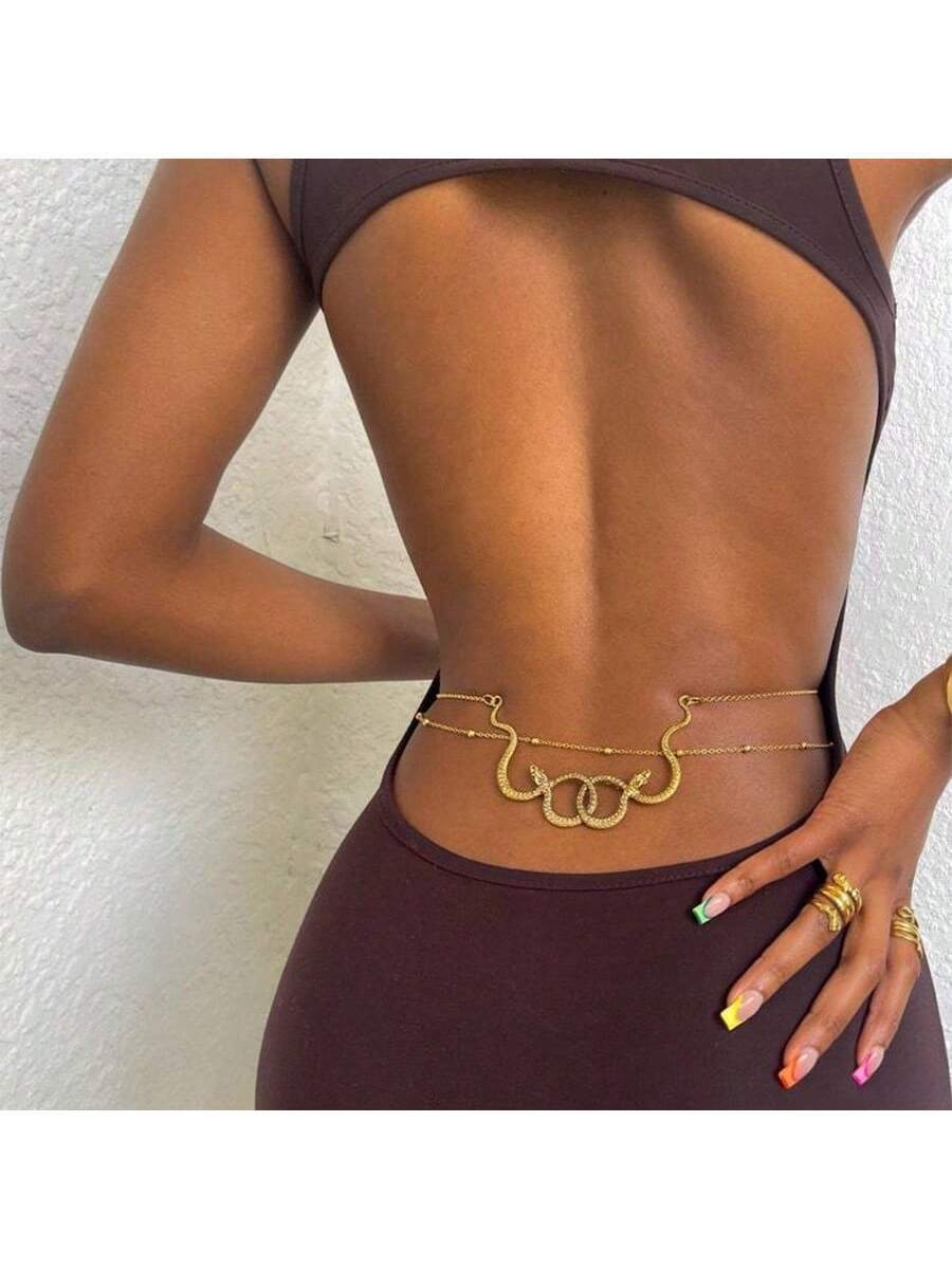 Sexy Double Snake Body Chain Bikini Necklace, Back Chain, Waist Chain, Beach Accessory