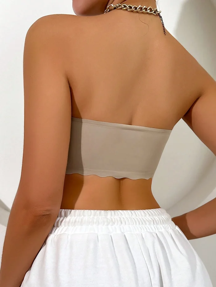 Strapless, Seamless, Anti-Slip, Letter Weave Bandeau Bra, One Piece - Image 2