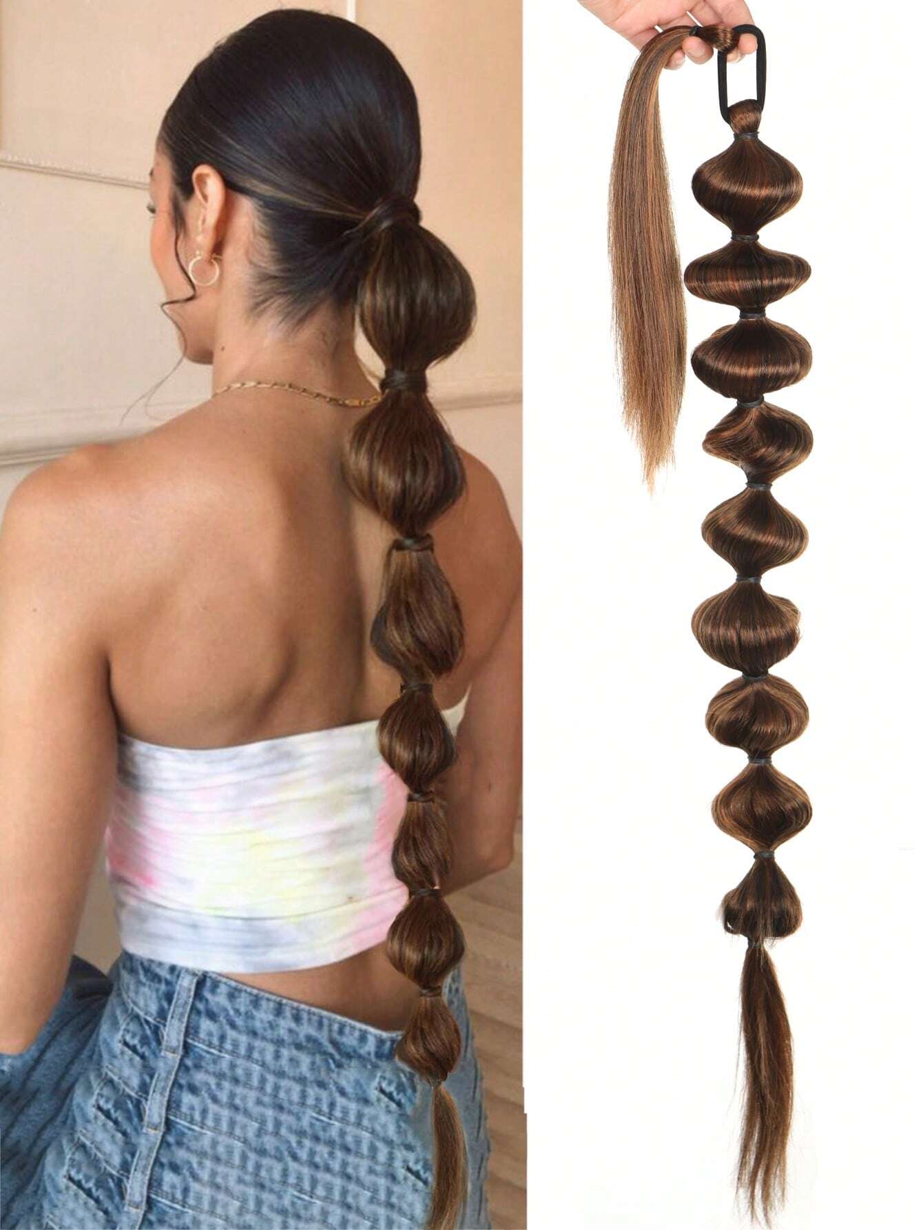 Synthetic Lantern Braids Ponytail Extension Light Brown Color
