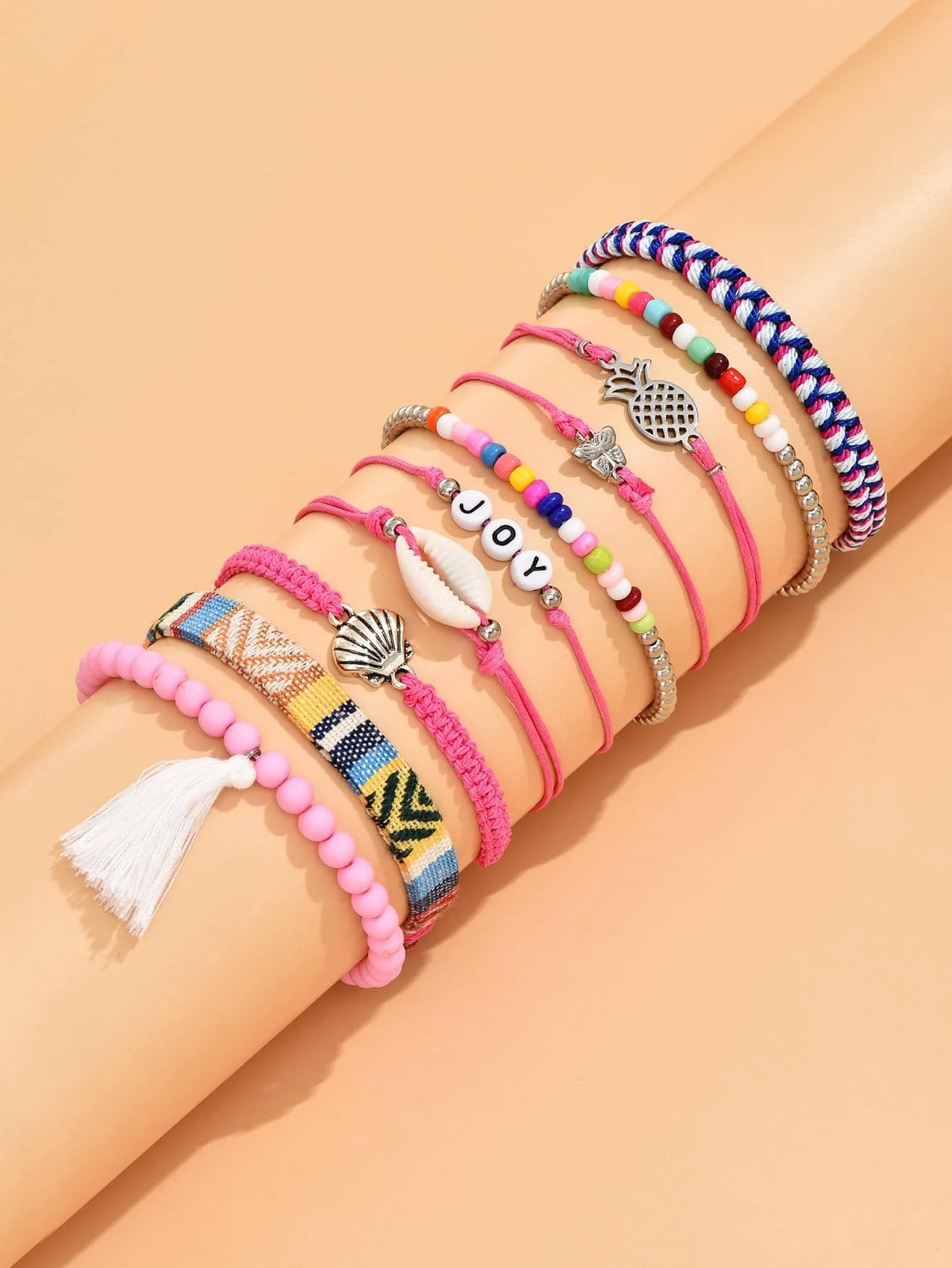 10pcs/Set Bohemian Beaded Braided Bracelet With Seashell And Butterfly Decorations - Image 2