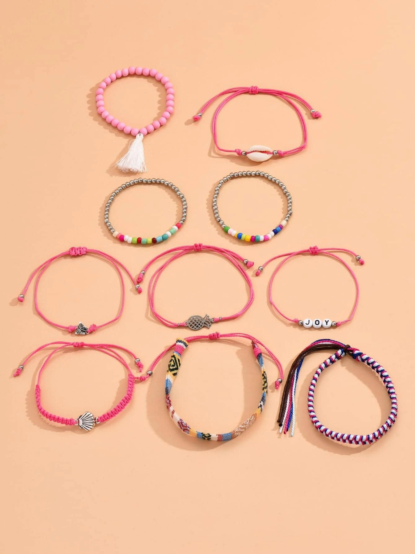 10pcs/Set Bohemian Beaded Braided Bracelet With Seashell And Butterfly Decorations - Image 3