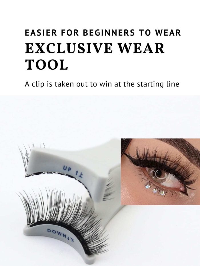 1 Pair Natural Magnetic Eyelashes With 3 Magnetic Lashes Handmade Reusable 3-Step Press On False Eyelash Clip - Image 2