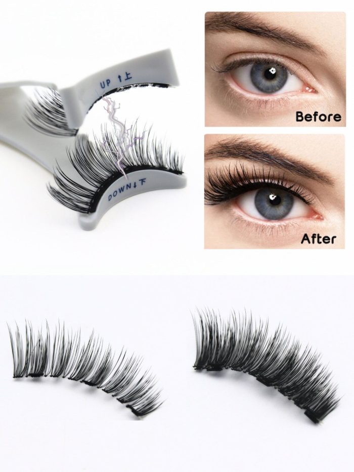 1 Pair Natural Magnetic Eyelashes With 3 Magnetic Lashes Handmade Reusable 3-Step Press On False Eyelash Clip - Image 3