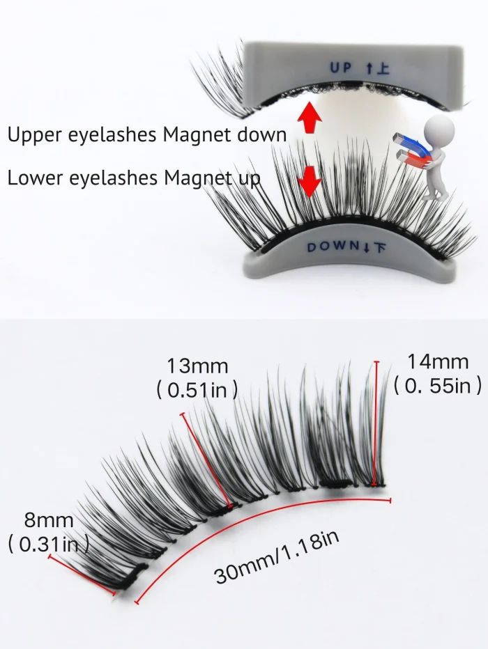 1 Pair Natural Magnetic Eyelashes With 3 Magnetic Lashes Handmade Reusable 3-Step Press On False Eyelash Clip - Image 4