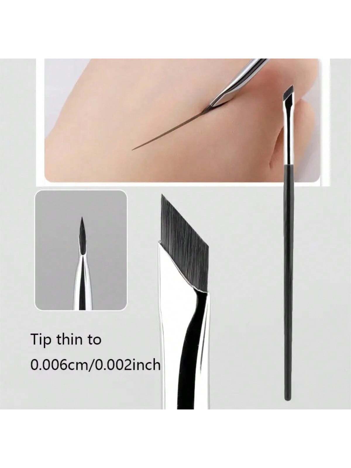 1pc New Sickle Eyeliner Brush Precision Eye Liner Brows Make Up Brush Liquid Eyeliner Brush Ultra Thin Fine Oblique Angle Flat Head Eyebrow Brush