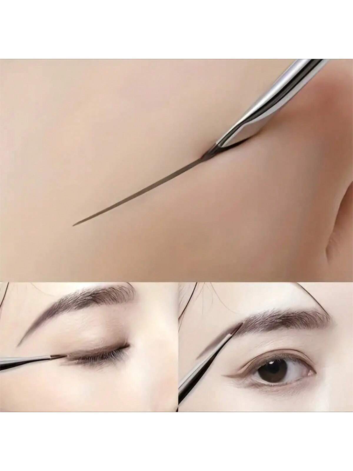 1pc New Sickle Eyeliner Brush Precision Eye Liner Brows Make Up Brush Liquid Eyeliner Brush Ultra Thin Fine Oblique Angle Flat Head Eyebrow Brush - Image 2