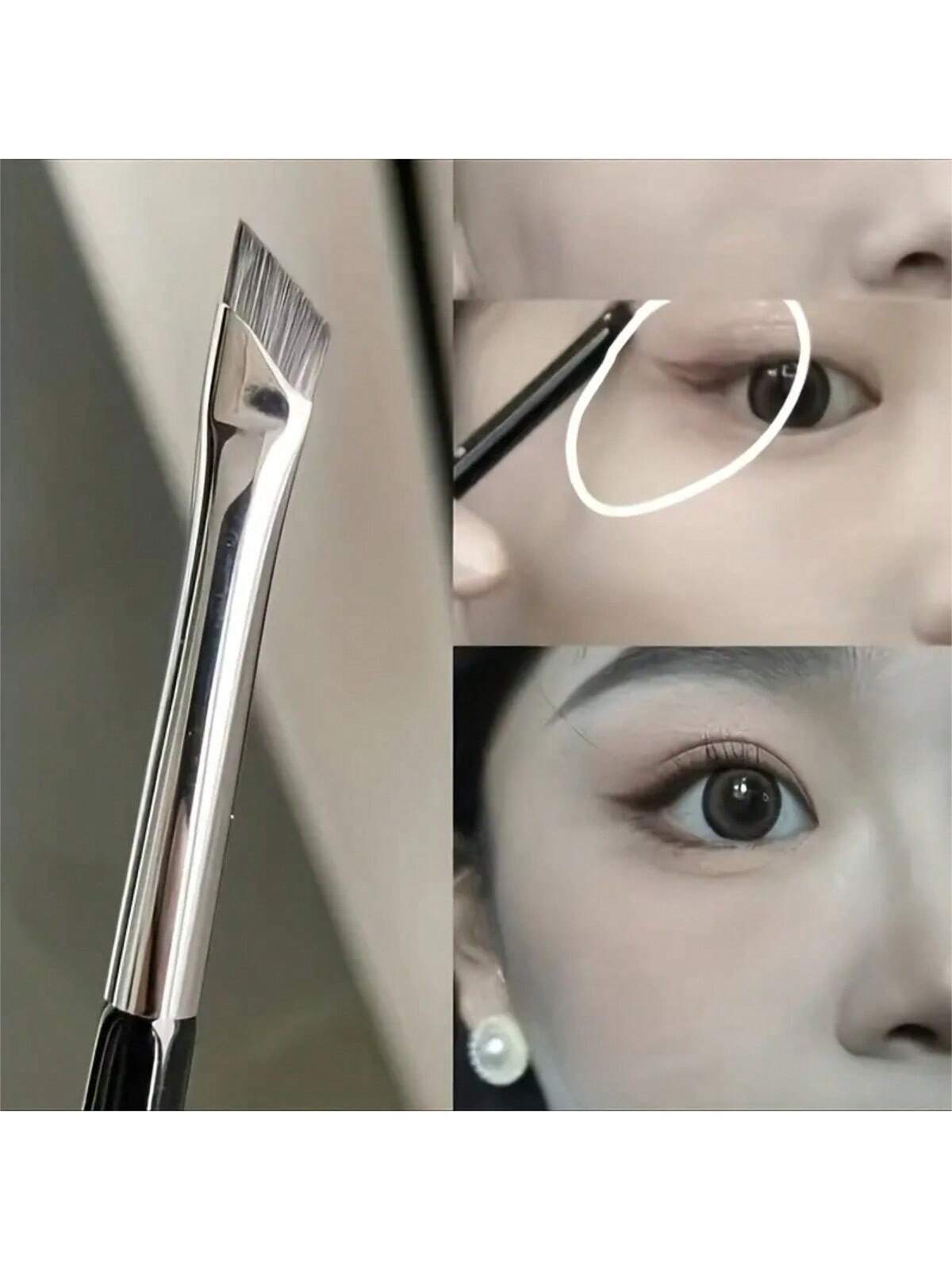 1pc New Sickle Eyeliner Brush Precision Eye Liner Brows Make Up Brush Liquid Eyeliner Brush Ultra Thin Fine Oblique Angle Flat Head Eyebrow Brush - Image 5
