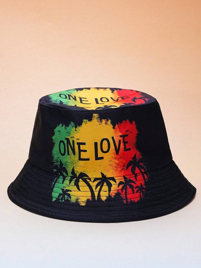 1pc Unisex One Love Pattern Bucket Hat - Image 2
