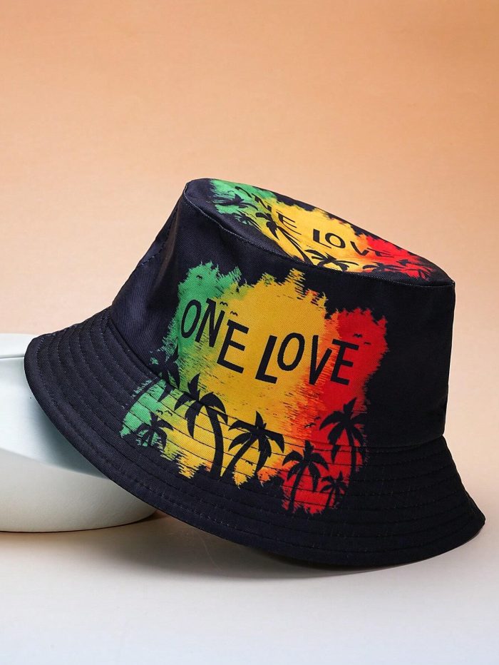 1pc Unisex One Love Pattern Bucket Hat - Image 3