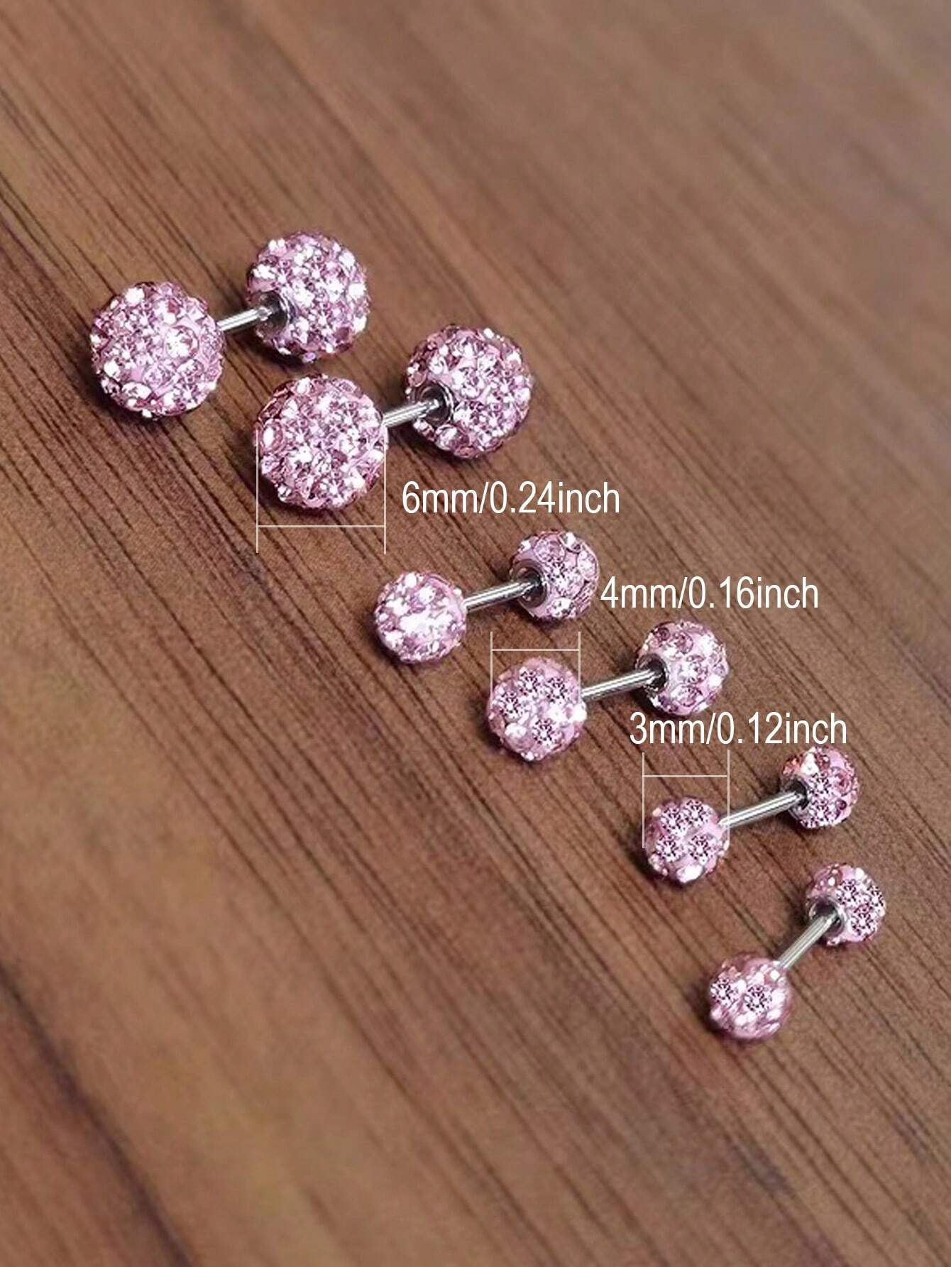 3 Pairs Cute Purple CZ Full Zirconia Inlay Stud Earrings For Women, Girls Sparkling Ball Soft Ceramic Dainty Earrings For Cartilage Helix Tragus Piercing 3/4/6mm - Image 2