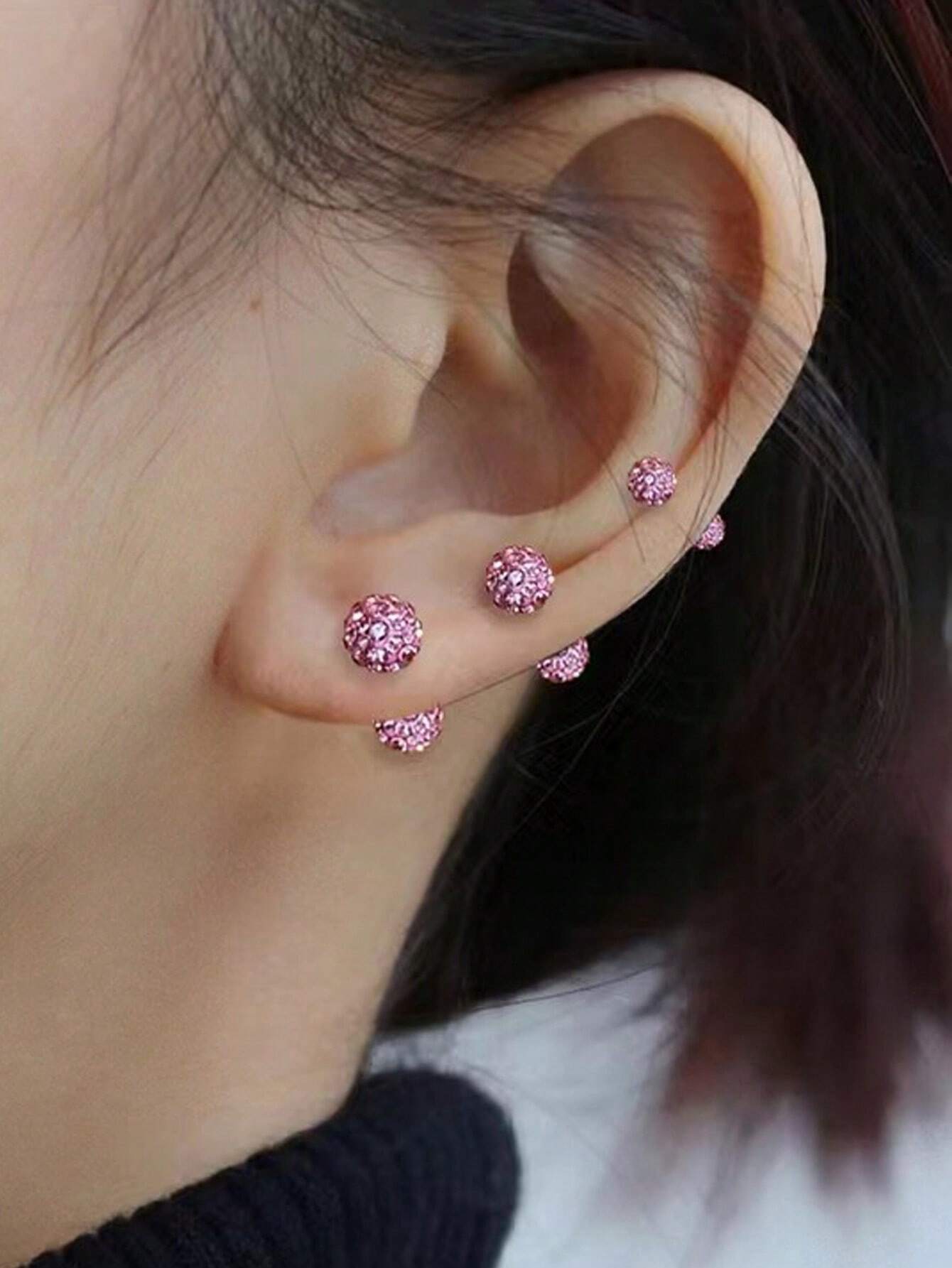 3 Pairs Cute Purple CZ Full Zirconia Inlay Stud Earrings For Women, Girls Sparkling Ball Soft Ceramic Dainty Earrings For Cartilage Helix Tragus Piercing 3/4/6mm - Image 5