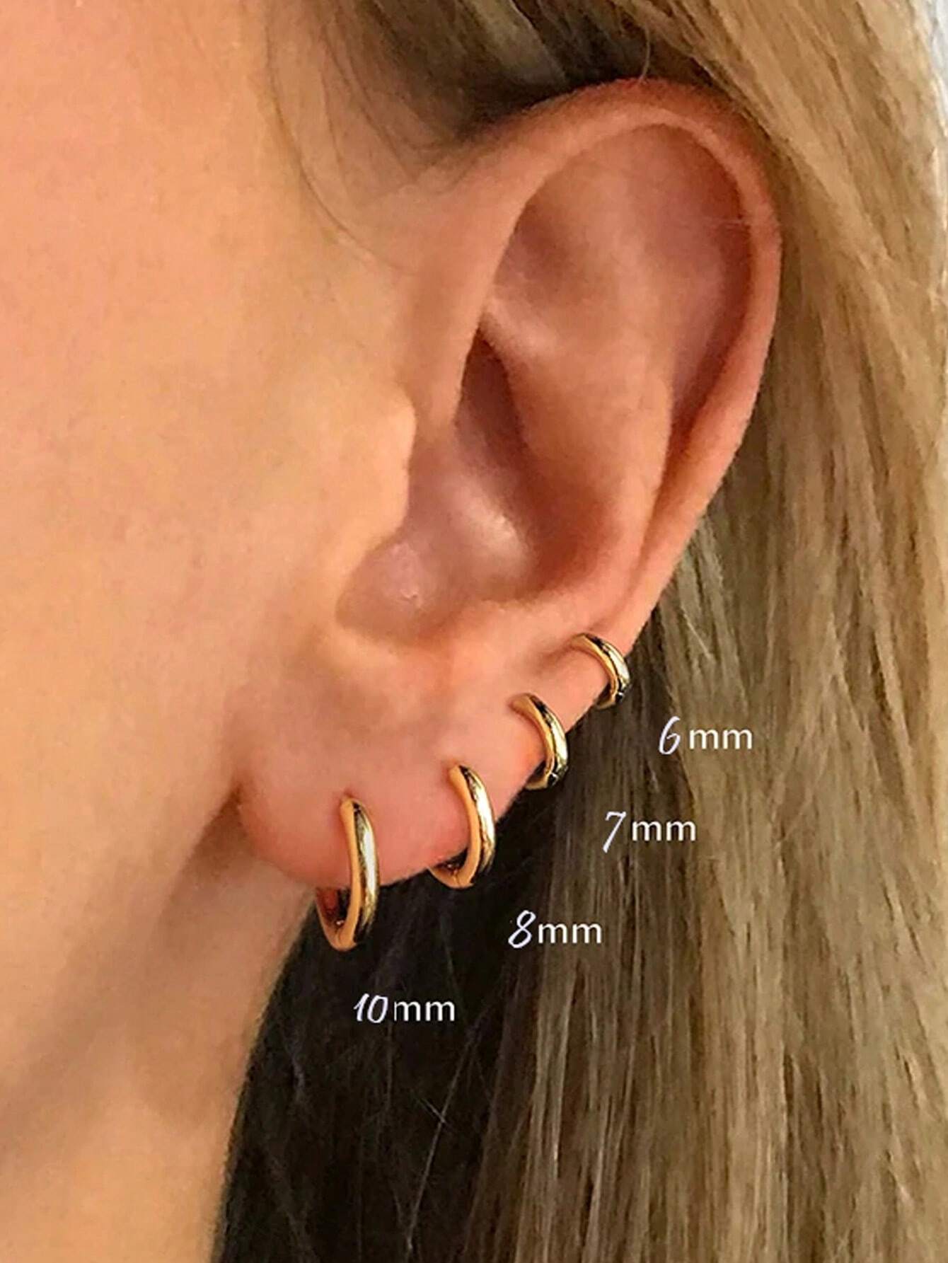 5 Pairs Dainty Stainless Steel Huggie Hoop Earrings Set For Women, Girls Cute 18K Gold Plated Thin Small Hoop Earrings For Cartilage Helix Ear Lobe Multiple Piercing - Image 2