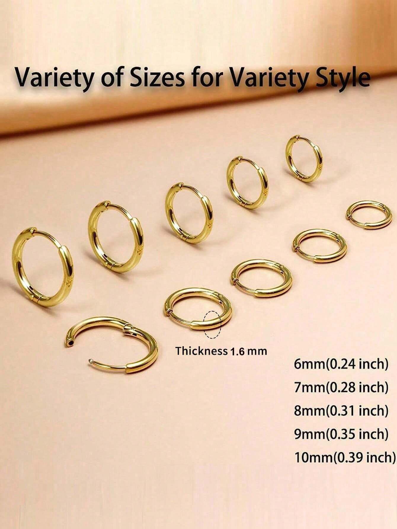 5 Pairs Dainty Stainless Steel Huggie Hoop Earrings Set For Women, Girls Cute 18K Gold Plated Thin Small Hoop Earrings For Cartilage Helix Ear Lobe Multiple Piercing - Image 3