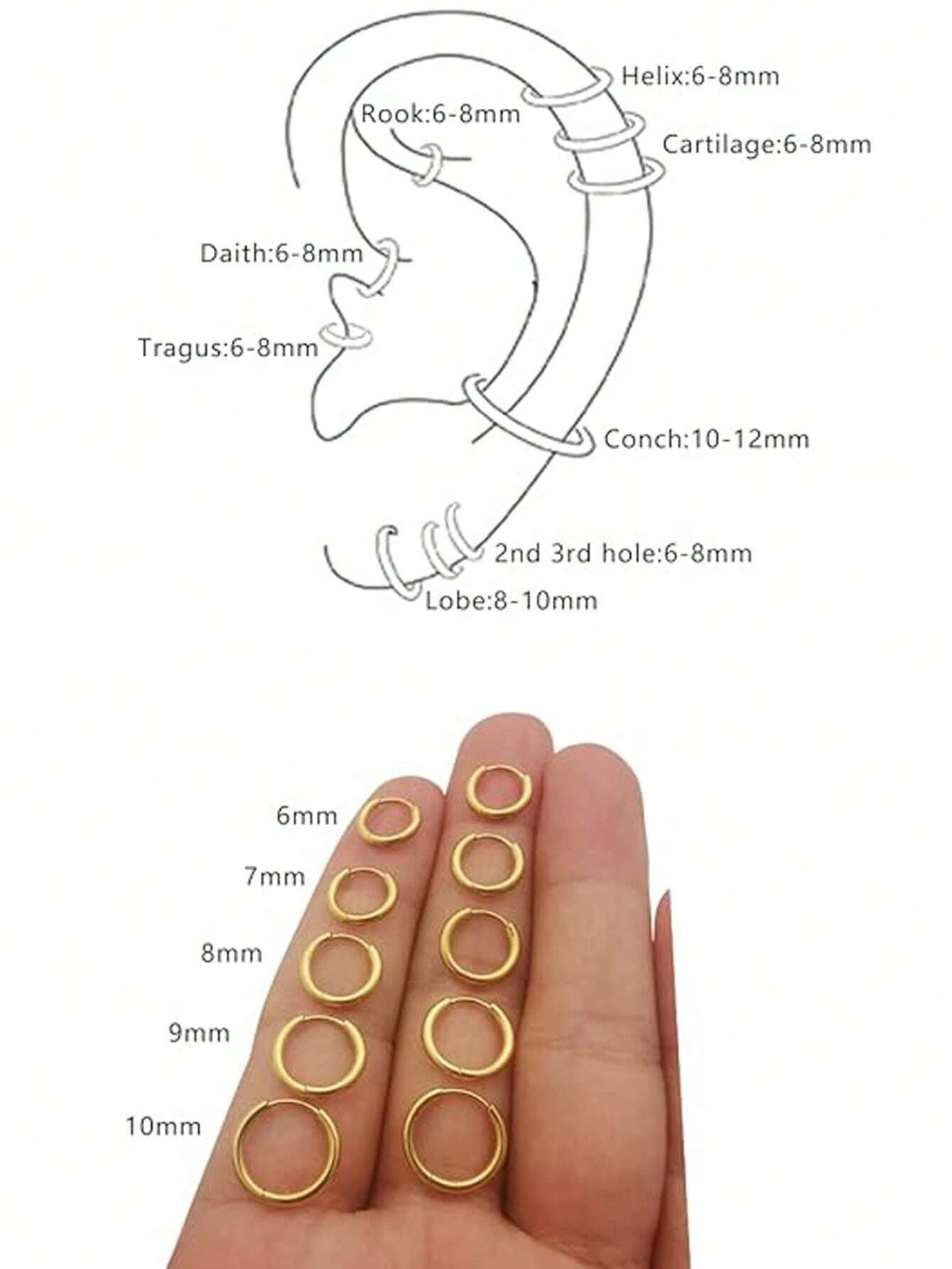 5 Pairs Dainty Stainless Steel Huggie Hoop Earrings Set For Women, Girls Cute 18K Gold Plated Thin Small Hoop Earrings For Cartilage Helix Ear Lobe Multiple Piercing - Image 4
