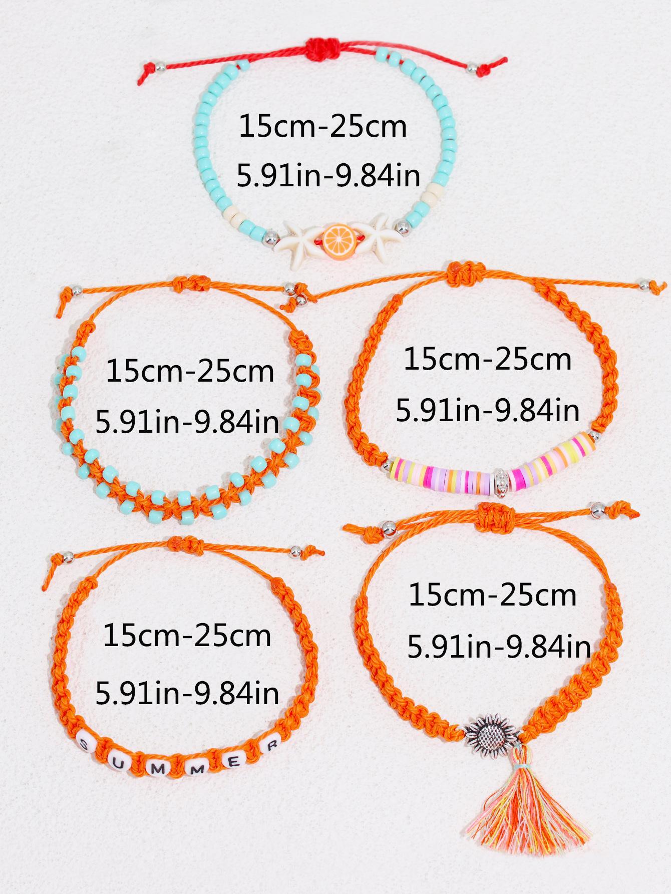 5pcs/set Bohemian Hand Letter Starfish Beaded Decorative Bracelet Set For Women - Image 5