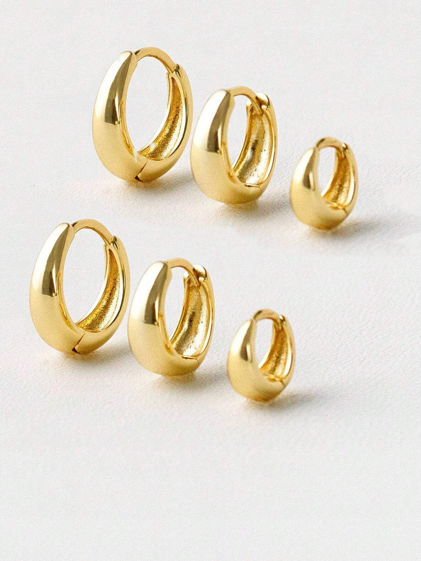 6pcs Simple C-type Copper Earrings For Women - Image 2