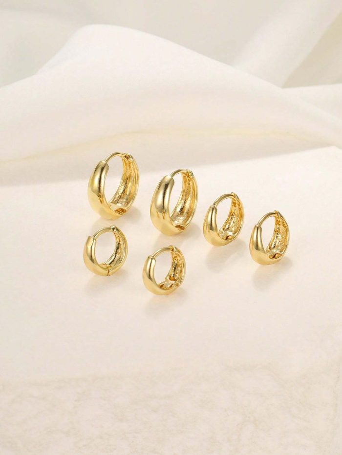 6pcs Simple C-type Copper Earrings For Women - Image 3