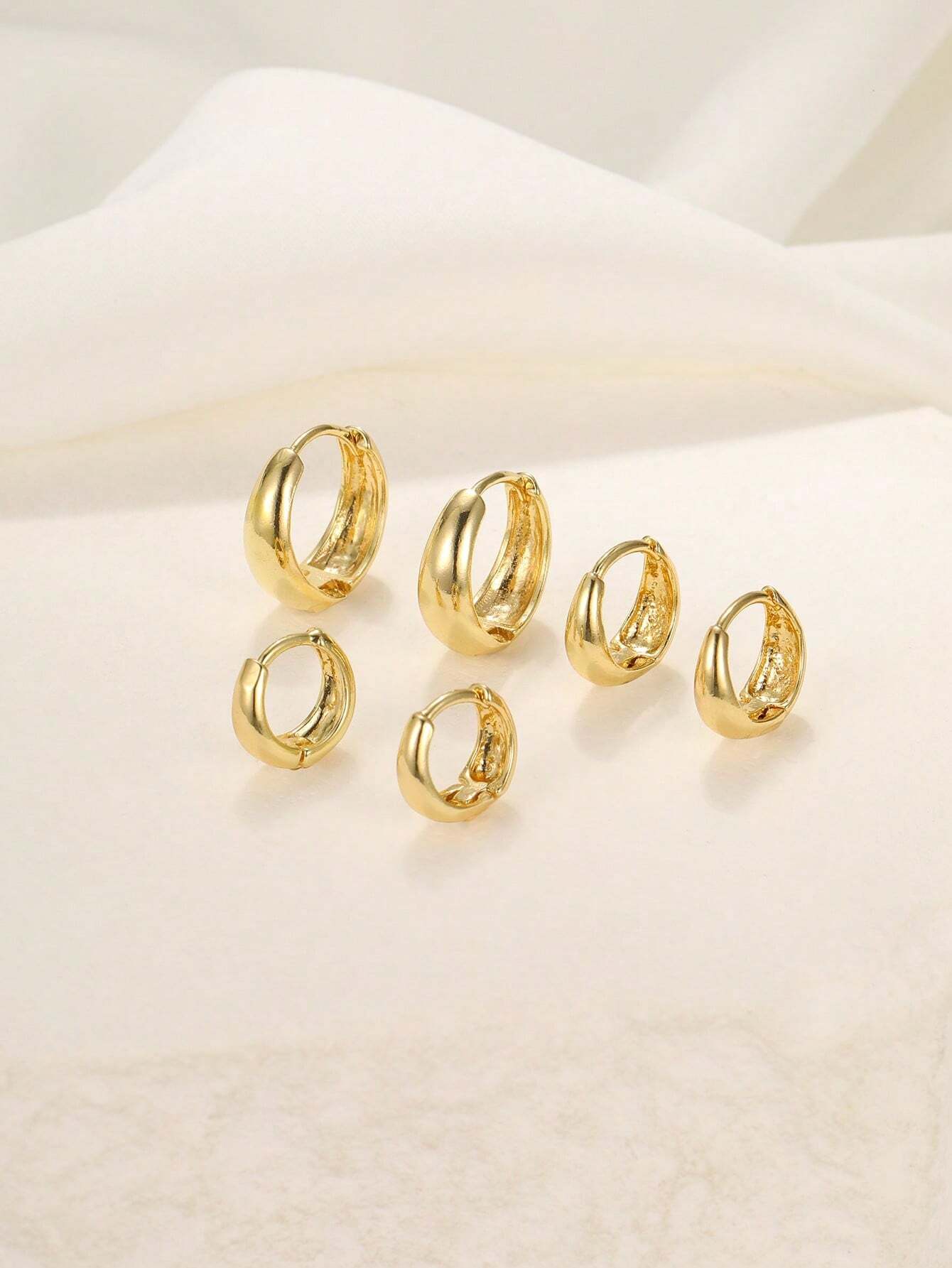 6pcs Simple C-type Copper Earrings For Women - Image 3