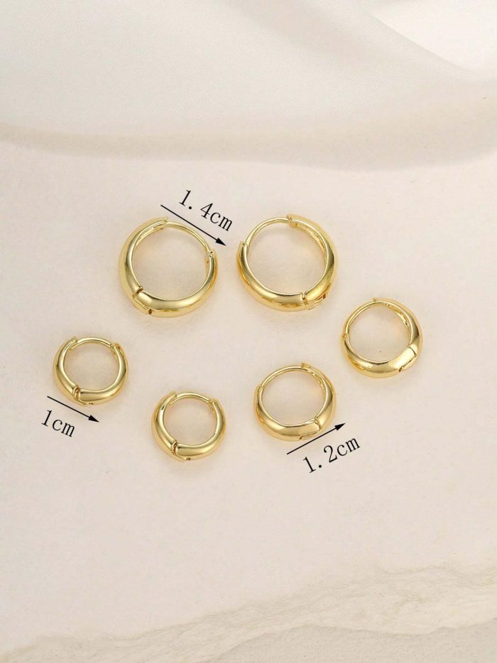 6pcs Simple C-type Copper Earrings For Women - Image 4