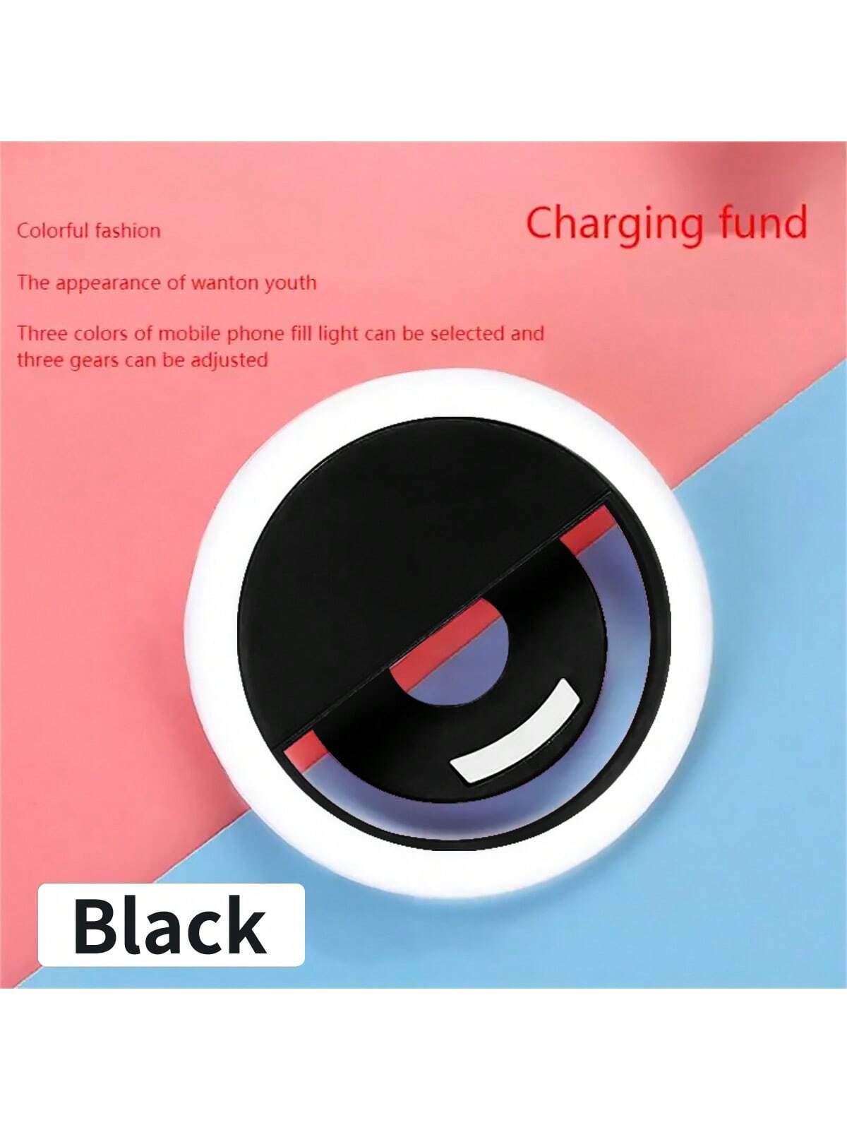 (Black) 36 lamp beads LED Selfie Light Ring - Upgrade 150mAh Battery version, USB Rechargeable Portable - Image 2