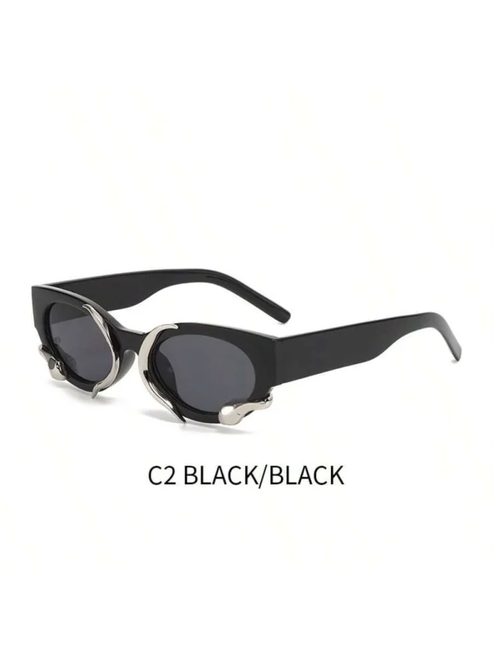 Glazzy 1pc Ladies' Retro Square Frame Uv400 Snake-Shaped Sunglasses - Image 6