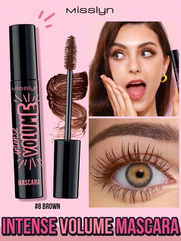 Misslyn Intense Volume Mascara, Intense Volume Up, Quick Drying, Long Lasting, Dramatic Volume, Volumizing Effect, Highly Pigmented 08 Brown
