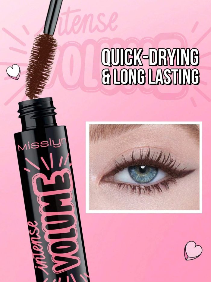 Misslyn Intense Volume Mascara, Intense Volume Up, Quick Drying, Long Lasting, Dramatic Volume, Volumizing Effect, Highly Pigmented 08 Brown - Image 2