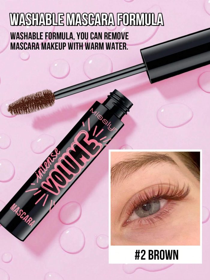 Misslyn Intense Volume Mascara, Intense Volume Up, Quick Drying, Long Lasting, Dramatic Volume, Volumizing Effect, Highly Pigmented 08 Brown - Image 3