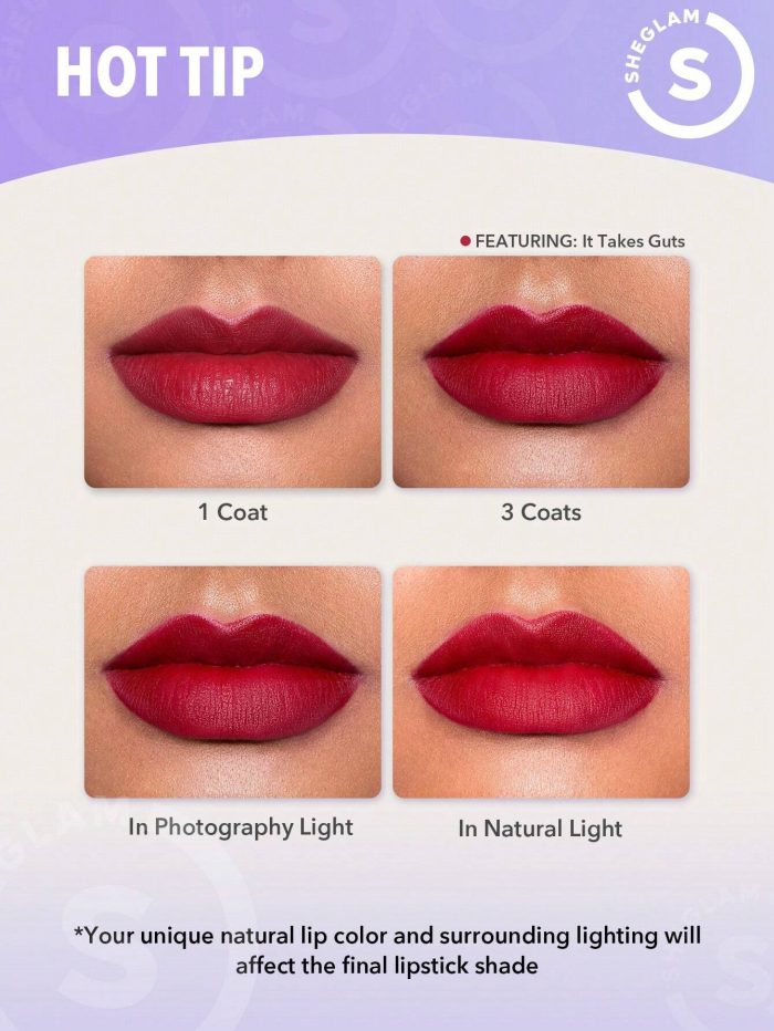 SHEGLAM Dynamatte Boom Long Lasting Matte Lipstick-Periodt 20 Colors Creamy Matte Waterproof Lipstick Amazing Non-Stick Cup Transfer-Proof Lipstick Periodt - Image 7