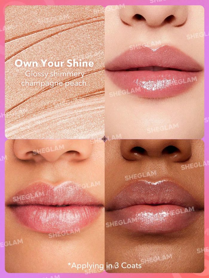 SHEGLAM Mirror Kiss High-Shine Lipstick-Own Your Shine High Gloss Shine Glitter Lipstick Moisturizing Reduce Lip Fine Lines Lip Balm - Image 2