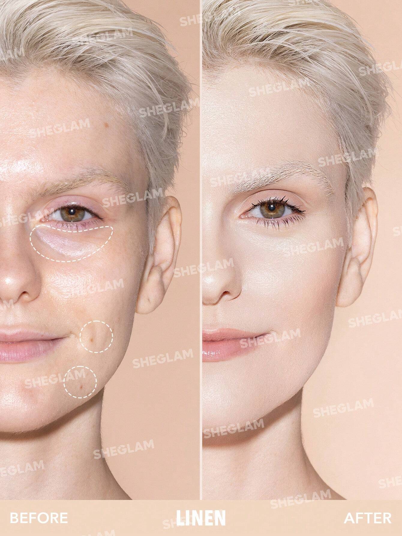 SHEGLAM Perfect Skin High Coverage Concealer-Linen 20 Shades Liquid Concealer Brush Moisturizing Weightless All-Day Hydrate Concealer Makeup - Image 2