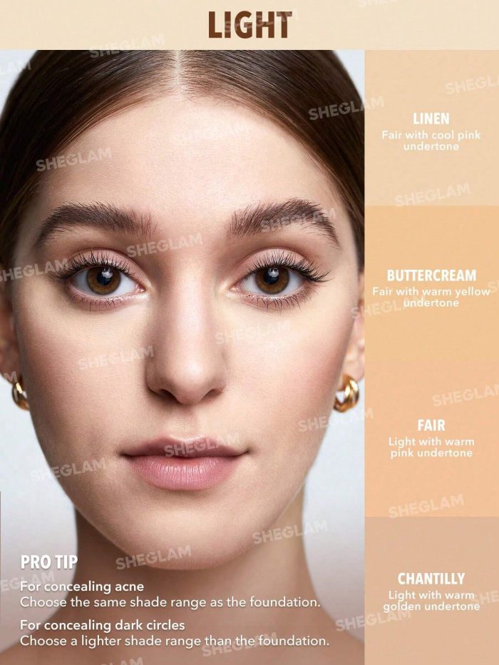 SHEGLAM Perfect Skin High Coverage Concealer-Linen 20 Shades Liquid Concealer Brush Moisturizing Weightless All-Day Hydrate Concealer Makeup - Image 7