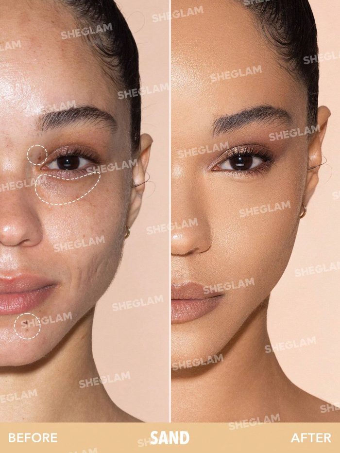 SHEGLAM Perfect Skin High Coverage Concealer-Sand 20 Shades Liquid Concealer Brush Moisturizing Weightless All-Day Hydrate Concealer - Image 7