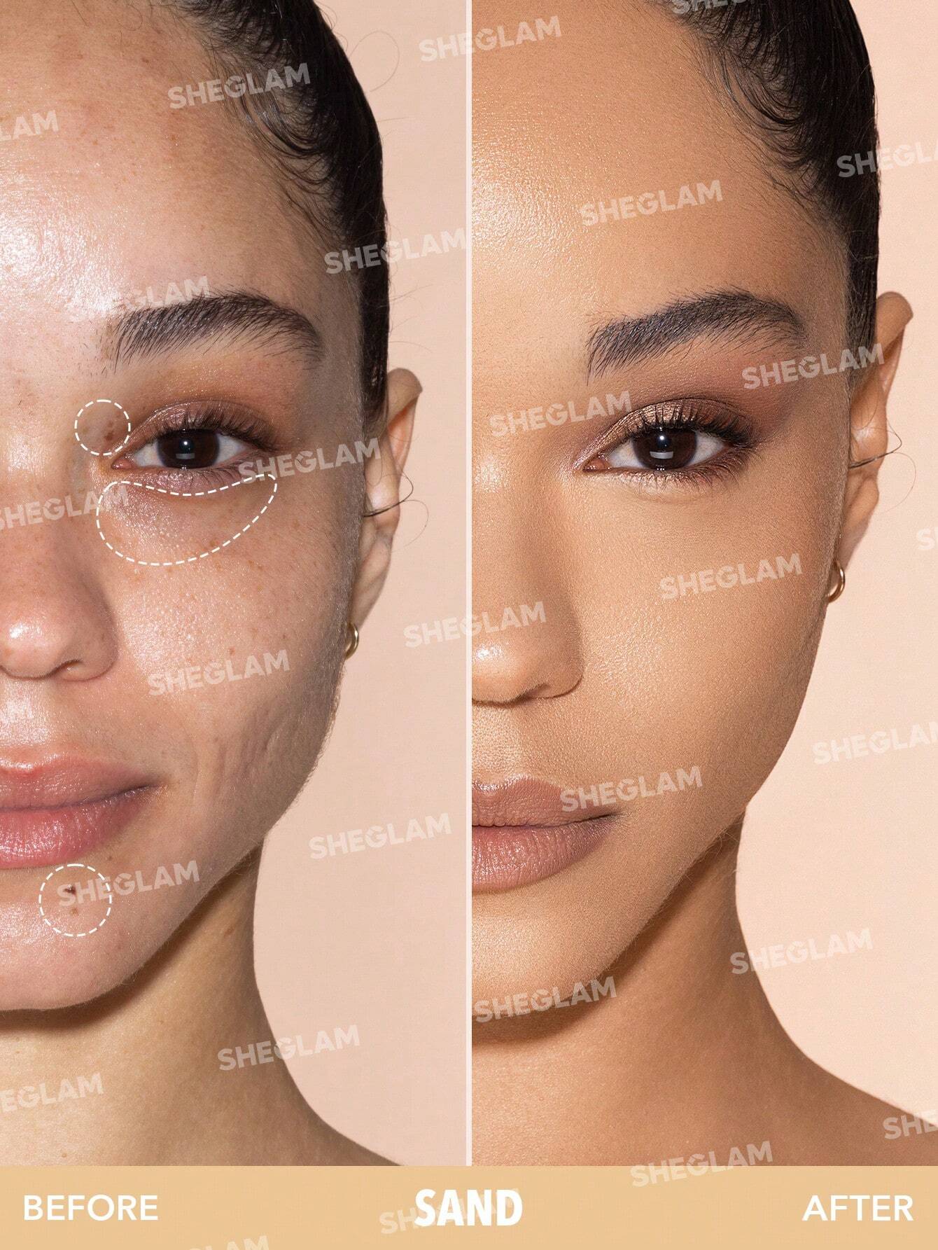 SHEGLAM Perfect Skin High Coverage Concealer-Sand 20 Shades Liquid Concealer Brush Moisturizing Weightless All-Day Hydrate Concealer - Image 7