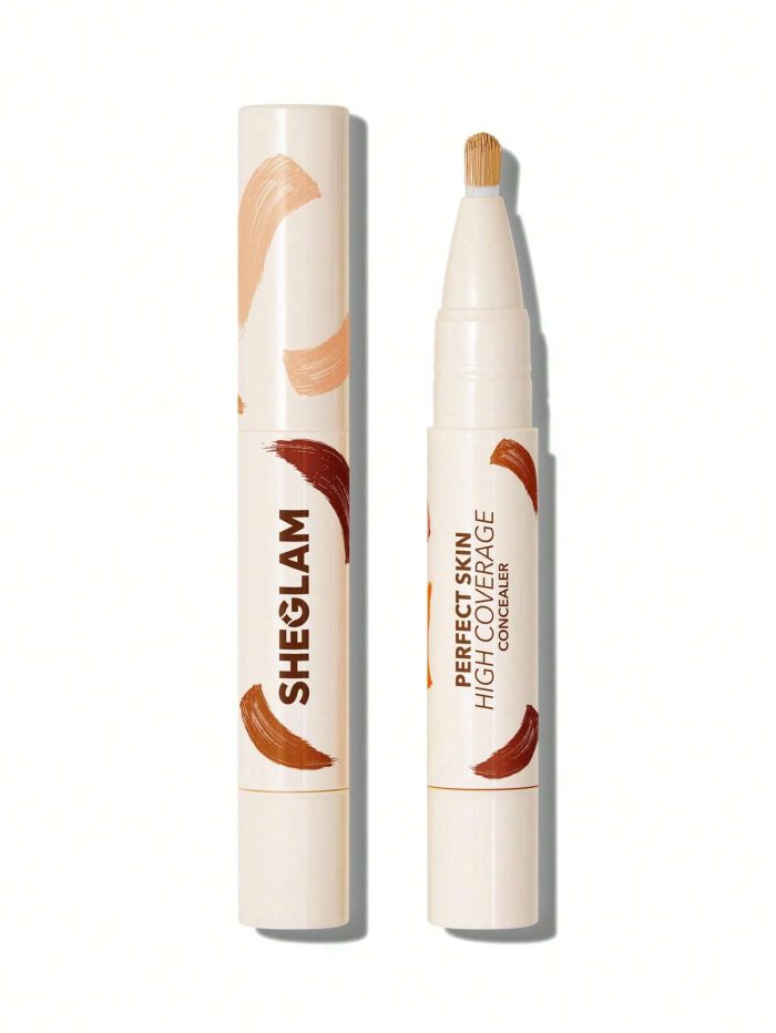 SHEGLAM Perfect Skin High Coverage Concealer-Sand 20 Shades Liquid Concealer Brush Moisturizing Weightless All-Day Hydrate Concealer - Image 2