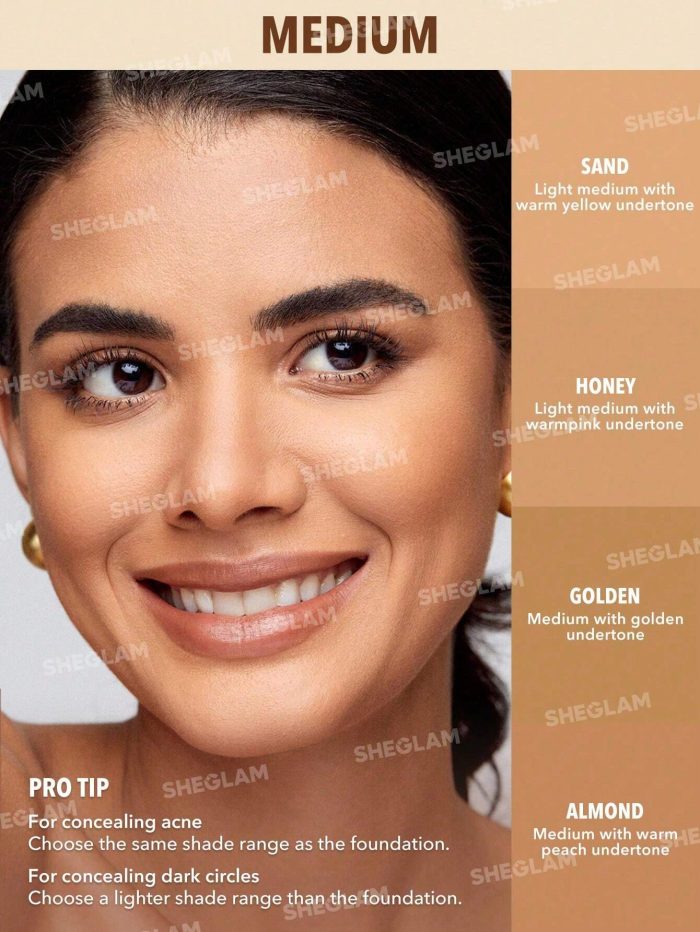 SHEGLAM Perfect Skin High Coverage Concealer-Sand 20 Shades Liquid Concealer Brush Moisturizing Weightless All-Day Hydrate Concealer - Image 3