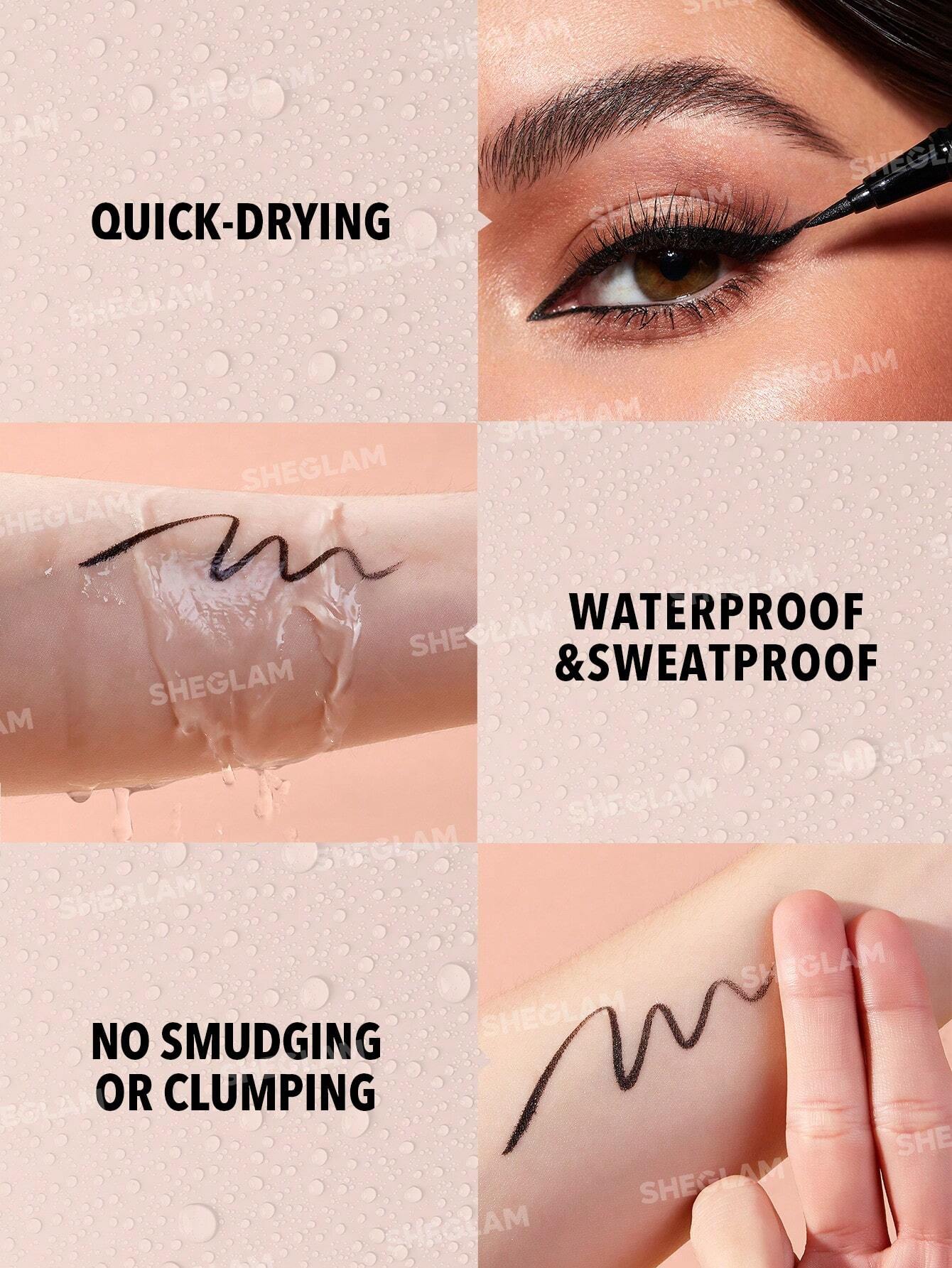 SHEGLAM Uninterrupted Waterproof Liquid Eyeliner Waterproof Highly Pigmented Black Matte Eyeliner Pencil Quick Drying Ultra-Fine Waterproof And Sweat-proof Fine Brush Head Eyeliner - Image 3