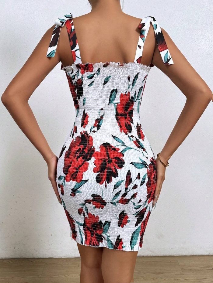 SHEIN Privé Summer Floral Print Slim Fit Spaghetti Strap Dress - Image 2