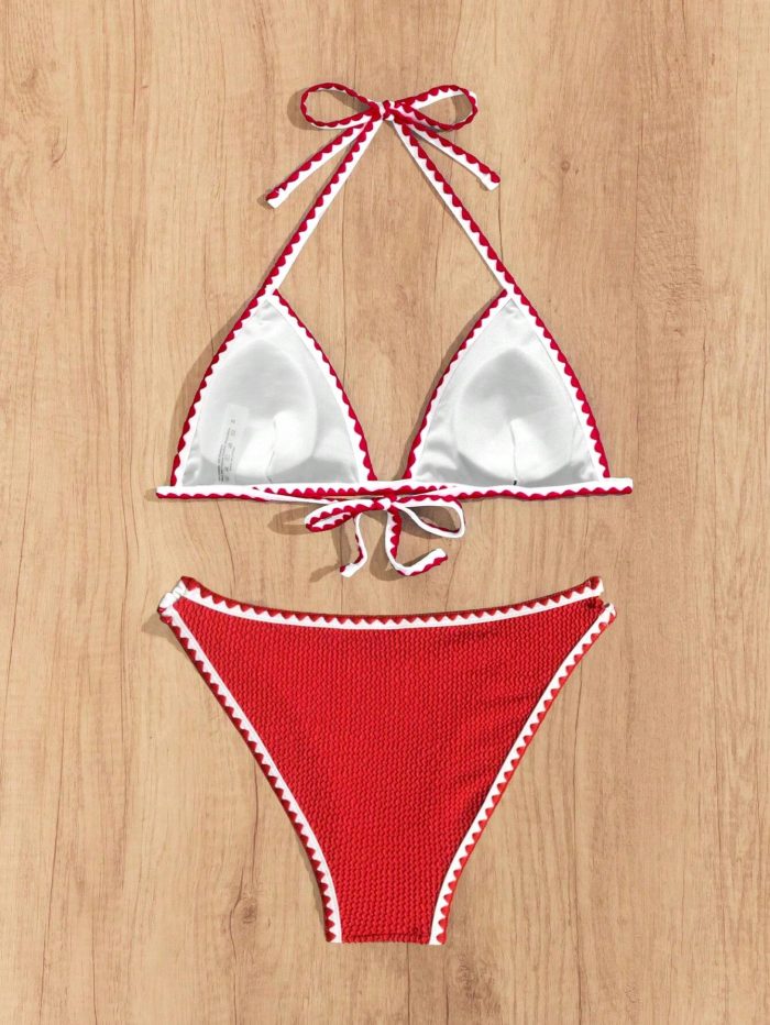 SHEIN Swim Vcay Women's Summer Beach Bikini Set, Sexy Halter Top And Bottoms Two-Piece Swimsuit - Image 4