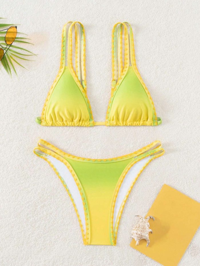 SHEIN VCAY Women's Gradient Color Sexy Bikini Set For Summer Beach, Two-Piece Swimsuit - Image 4