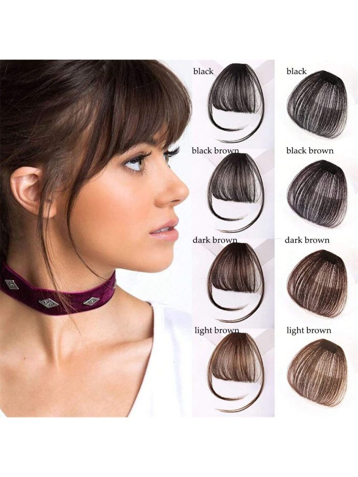 Synthetic Air Bangs Heat Resistant Hairpieces Hair Women Natural Short Black Brown Bangs Hair Clips For Extensions