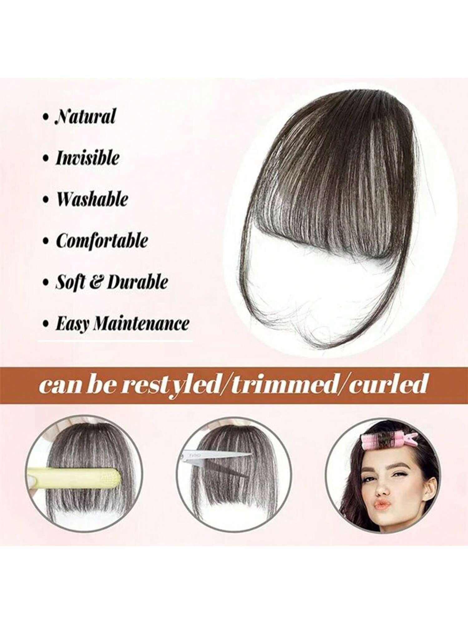 Synthetic Air Bangs Heat Resistant Hairpieces Hair Women Natural Short Black Brown Bangs Hair Clips For Extensions - Image 3