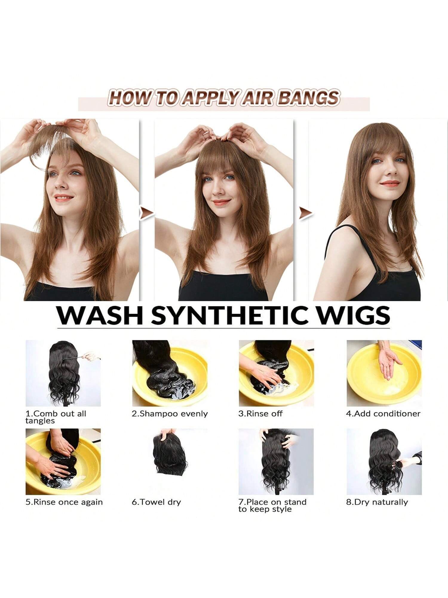 Synthetic Air Bangs Heat Resistant Hairpieces Hair Women Natural Short Black Brown Bangs Hair Clips For Extensions - Image 8