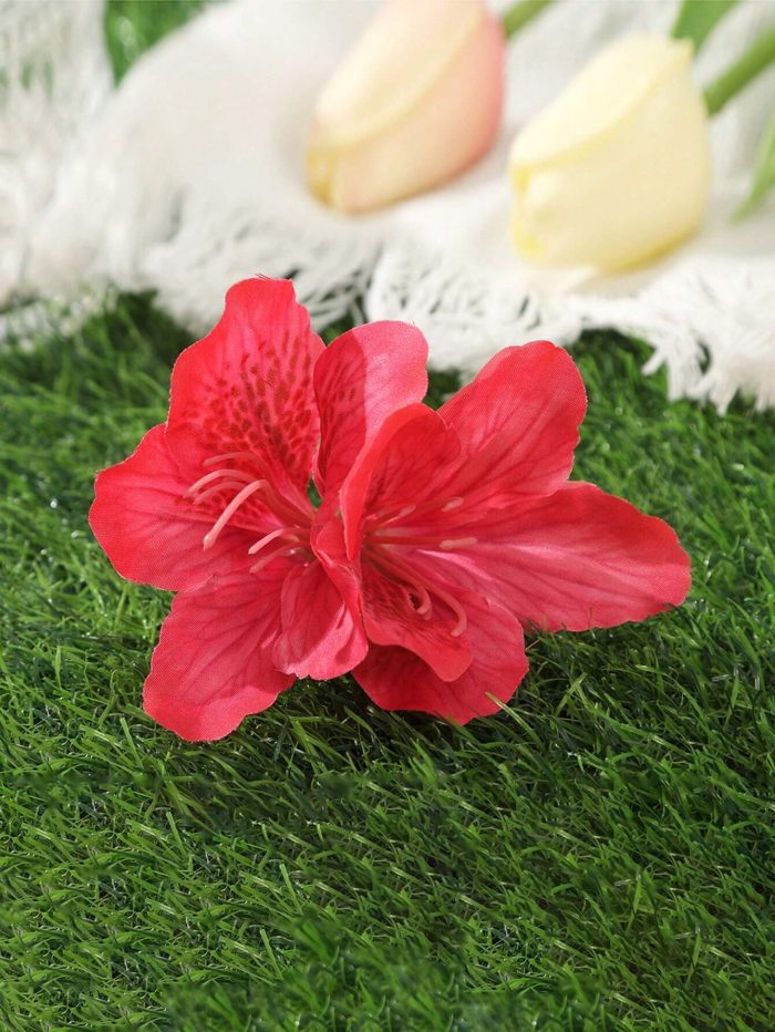 1pc Bohemian Style Artificial Flower Hair Clip Rose Red 4740B - Image 5